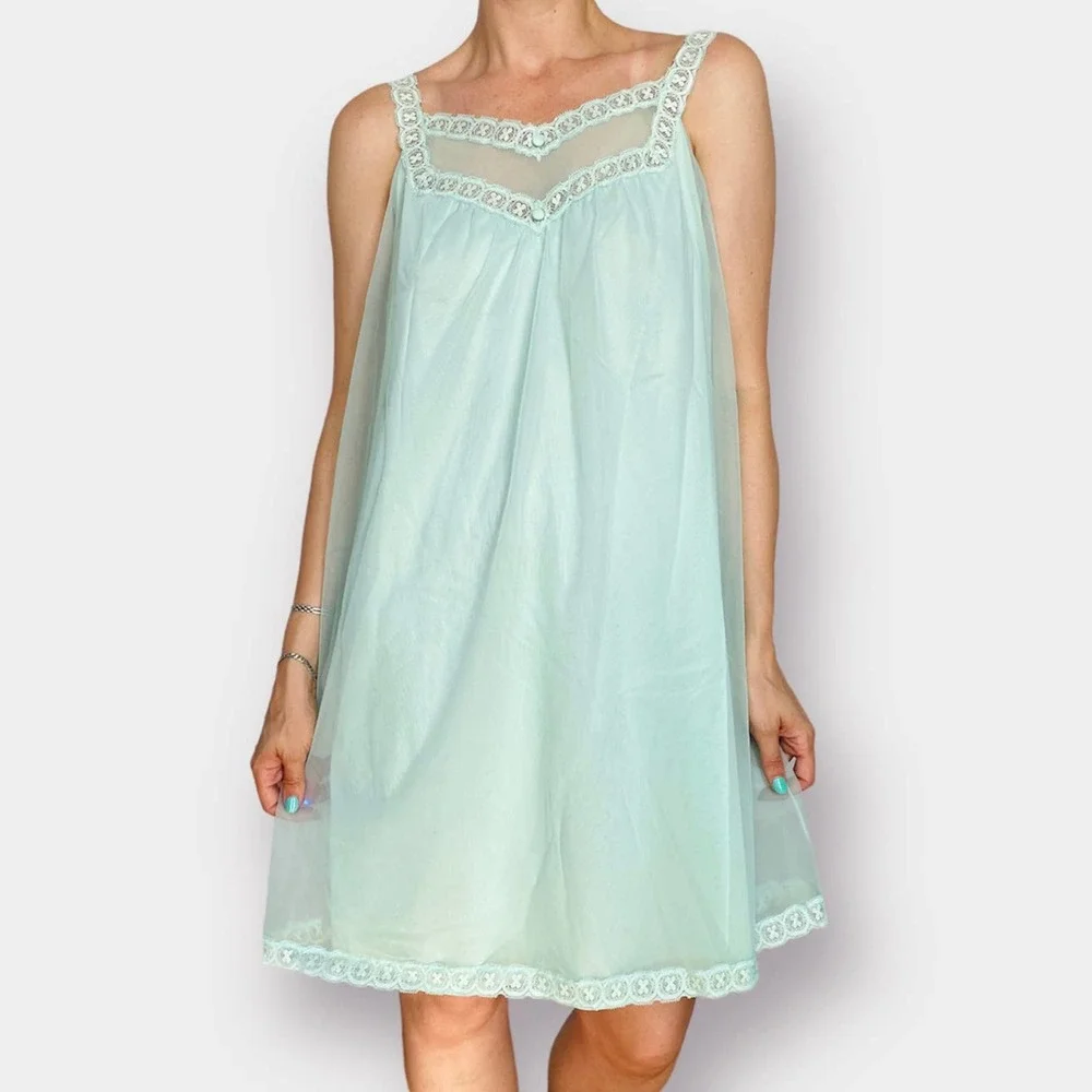 60s Vanity Fair‎ Seafoam Nightgown